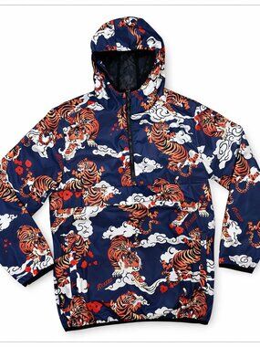 Reason Brand Tiger Print Windbreaker Hoodie Jacket Men’s Streetwear